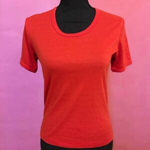 Vintage 70s Gotham Red Simple Short Sleeve Crew Neck T-Shirt for Basics - Medium